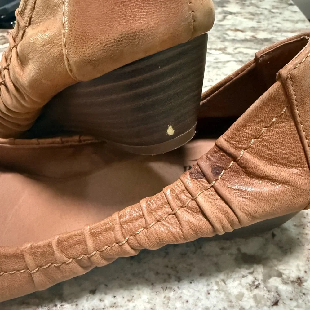 Women’s LuckyBrand Brown Leather Pintuck Wedge Size 10 - Picture 9 of 10